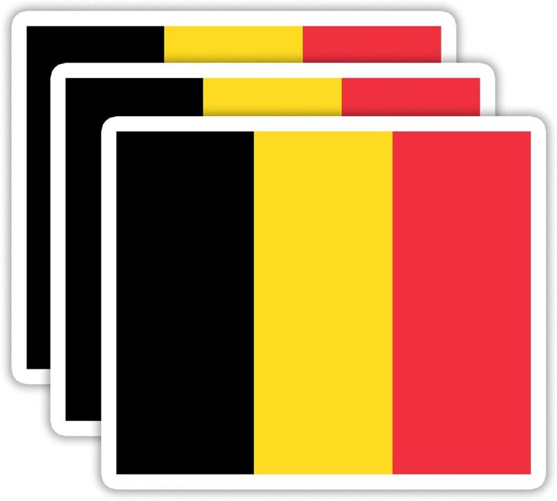 EMMACELA (3PCS) Belgium Flag stickers, Countries Flag Stickers - Waterproof Vinyl Decals For Laptops, Tumblers, Water Bottles, Books, Scrapbooks, Size 3 x 2.5 - Image 1